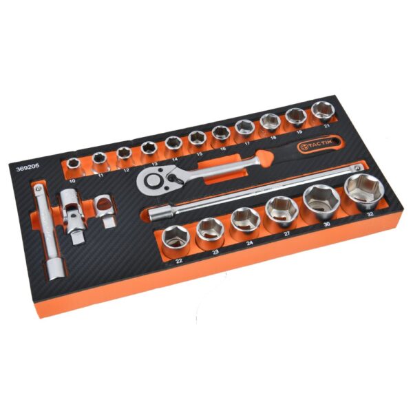 22Pc 1/2in Drive Socket Set In EVA Tool Tray